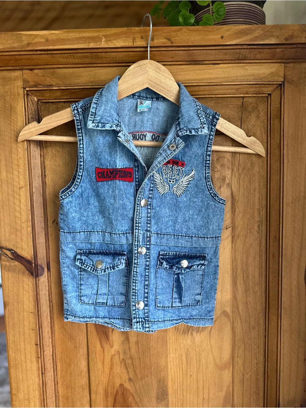 Kids Vintage Unisex Babyland Denim Vest 3T